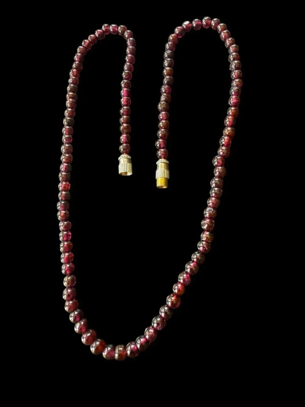 Vintage Natural Red Garnet Bead Strand Necklace Barrel Screw Clasp
